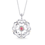Ruby and Pink Diamond Floral Pendant