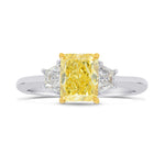 Fancy Intense Yellow Radiant Diamond 3 Stone Ring