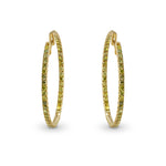 Fancy Greenish Yellow Diamond Hoop Earrings