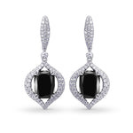 Fancy Black Radiant Diamond Drop Earrings