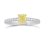 Fancy Yellow Cushion & Pave Diamond Ring