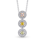 Pink Yellow & Green Diamond Halo Pendant