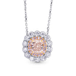 Light Brown Pink Diamond Halo Pendant