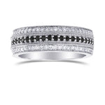 Wide Black Diamond Milgrain Band Ring