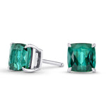 Green Tourmaline Cushion Stud Earrings