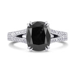 Natural Radiant Fancy Black Pave Diamond Ring