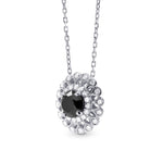 Black Diamond Filigree Floral Halo Pendant