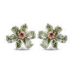Fancy Vivid Pink & Yellowish Green Diamond Earrings