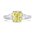 Fancy Light Yellow Cushion Diamond 3 Stones Ring