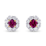 Ruby & Diamond Floral Halo Earrings