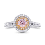 Round Light Pink Diamond Double Halo Ring