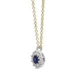 Sapphire & Diamond Halo Pendant