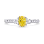 Fancy Vivid Yellow, Oval & Trapezoid Diamond Ring