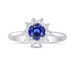 Round Sapphire & Diamond Halo Dress Ring