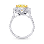 Fancy Yellow Radiant Diamond Carriage Double Halo Ring