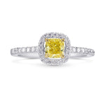 Fancy Intense Yellow Cushion Diamond Halo Ring