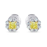 Fancy Yellow Radiant Diamond Earrings