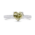 Fancy Grayish Yellowish Green Heart Diamond Ring