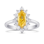 Fancy Orange-Yellow Marquise Diamond Halo Ring