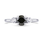 Fancy Black & White Diamond Round Brillant 3 Stones Ring