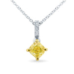 Fancy Intense Yellow Cushion Diamond Drop Pendant