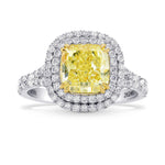 Fancy Yellow Cushion Diamond Double Halo Ring
