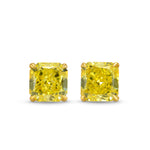 Fancy Vivid Yellow Radiant Diamond Stud Earrings
