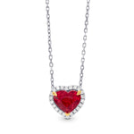 Ruby Heart & Halo Diamond Pendant
