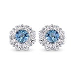 Aquamarine and Diamond Halo Earrings