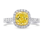Fancy Intense Yellow Cushion Diamond Halo Ring