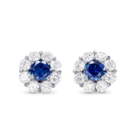 Sapphire & Diamond Floral Halo Earrings