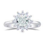 Light Green Cushion Diamond Halo Ring
