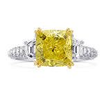 Fancy Vivid Yellow Cushion & Step-cut Diamond Ring