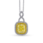Fancy Intense Yellow Cushion Diamond Drop Pendant