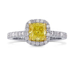 Fancy Intense Yellow Cushion Diamond Carriage Halo Ring