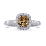 Fancy Dark Brown Cushion Diamond Halo Ring