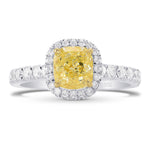 Fancy Light Yellow Cushion Diamond Halo Ring