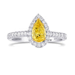 Fancy Vivid Yellow Pear Diamond Halo Ring