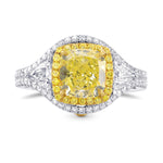 Fancy Yellow Radiant Diamond Ring with Triangles