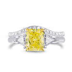 Fancy Yellow Radiant & Triangle Diamond Engagement Wedding Ring Set