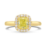 Fancy Yellow Cushion Diamond Halo Ring
