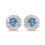 Aquamarine and Diamond Halo Earrings