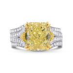 Light Yellow Radiant Diamond Engagement & Wedding Ring Set