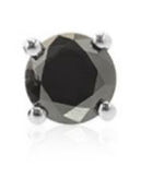 Round Natural Black Diamond Stud Earring