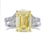 Fancy Light Yellow Emerald Diamond Engagement & Wedding Ring Set