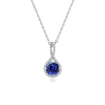 Fine Round Sapphire & Diamond Drop Pendant