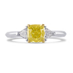 Fancy Vivid Yellow Cushion & Triangle Diamond Ring
