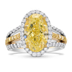 Fancy Light Yellow Oval Diamond Halo Ring