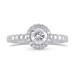 Colorless Round Brilliant Diamond Halo Ring