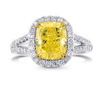 Fancy Intense Yellow Cushion Diamond Halo Ring